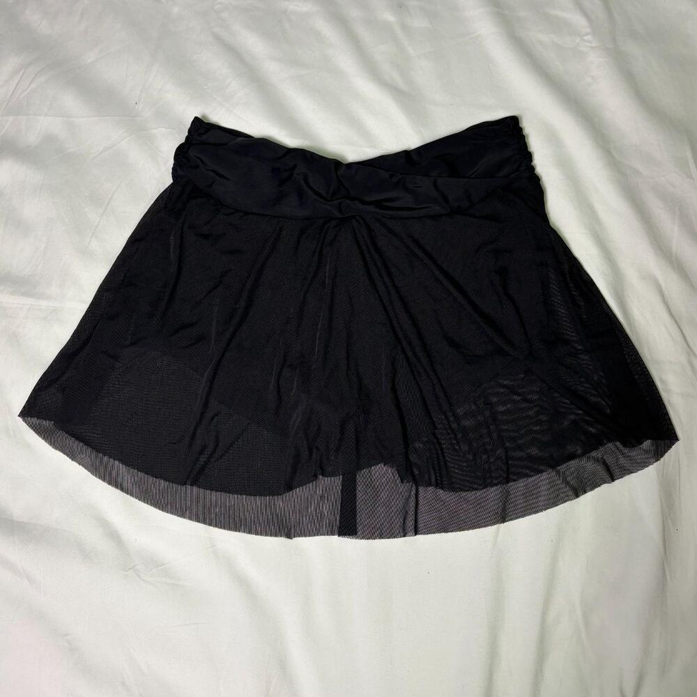 Y2K Sheer Black Mesh Swim Skort - High Waisted Skirt with Built In Shorts